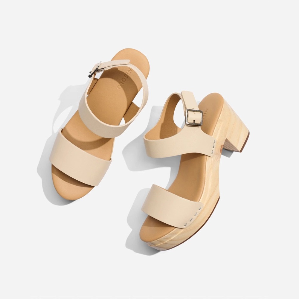 NISOLO - All Day Open Toe Clog - Bone / Beige / Cream 8.5